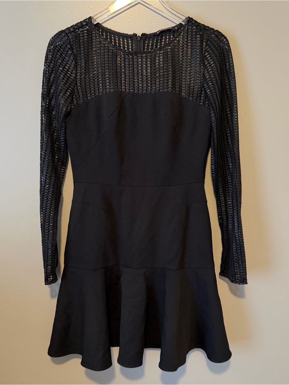 Rent the Runway Black Halo Black Long Sleeve Fit & Flare Dress size 8